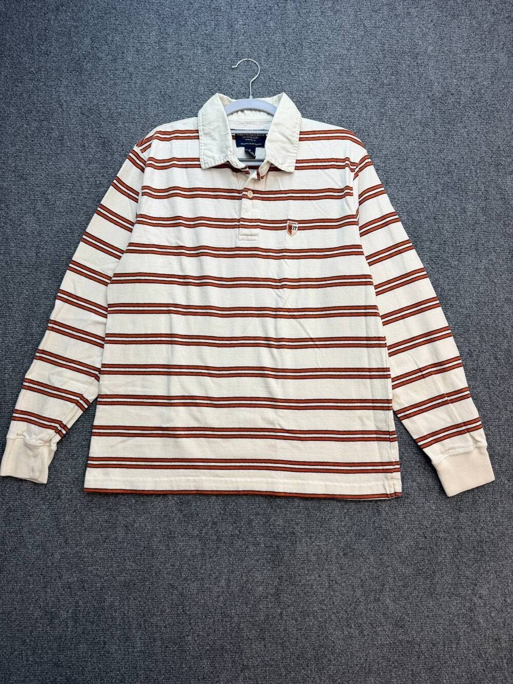 American Eagle Outfitters Men's M Striped Rugby Polo 1977 Cotton AEO